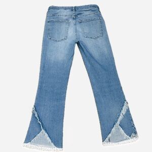 👖🌿 FOR THE REPUBLIC Flared Jeans | Sz 4 | Light Wash Cropped Raw Hem Denim